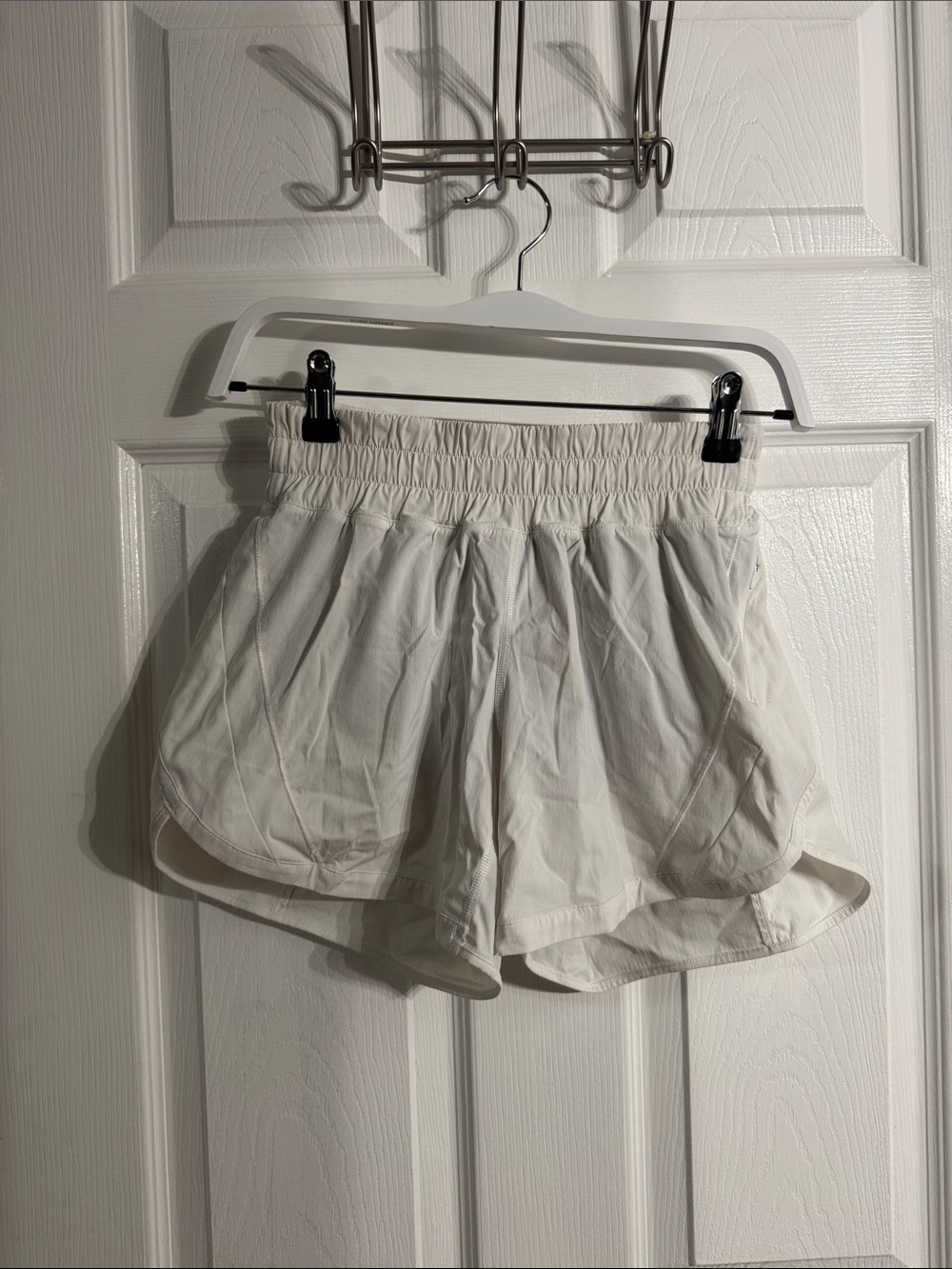Women's White Lululemon Athletic Shorts with Elastic Waist